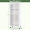 White Metal Storage Cabinet with Adjustable Shelves & Lockable Wheels